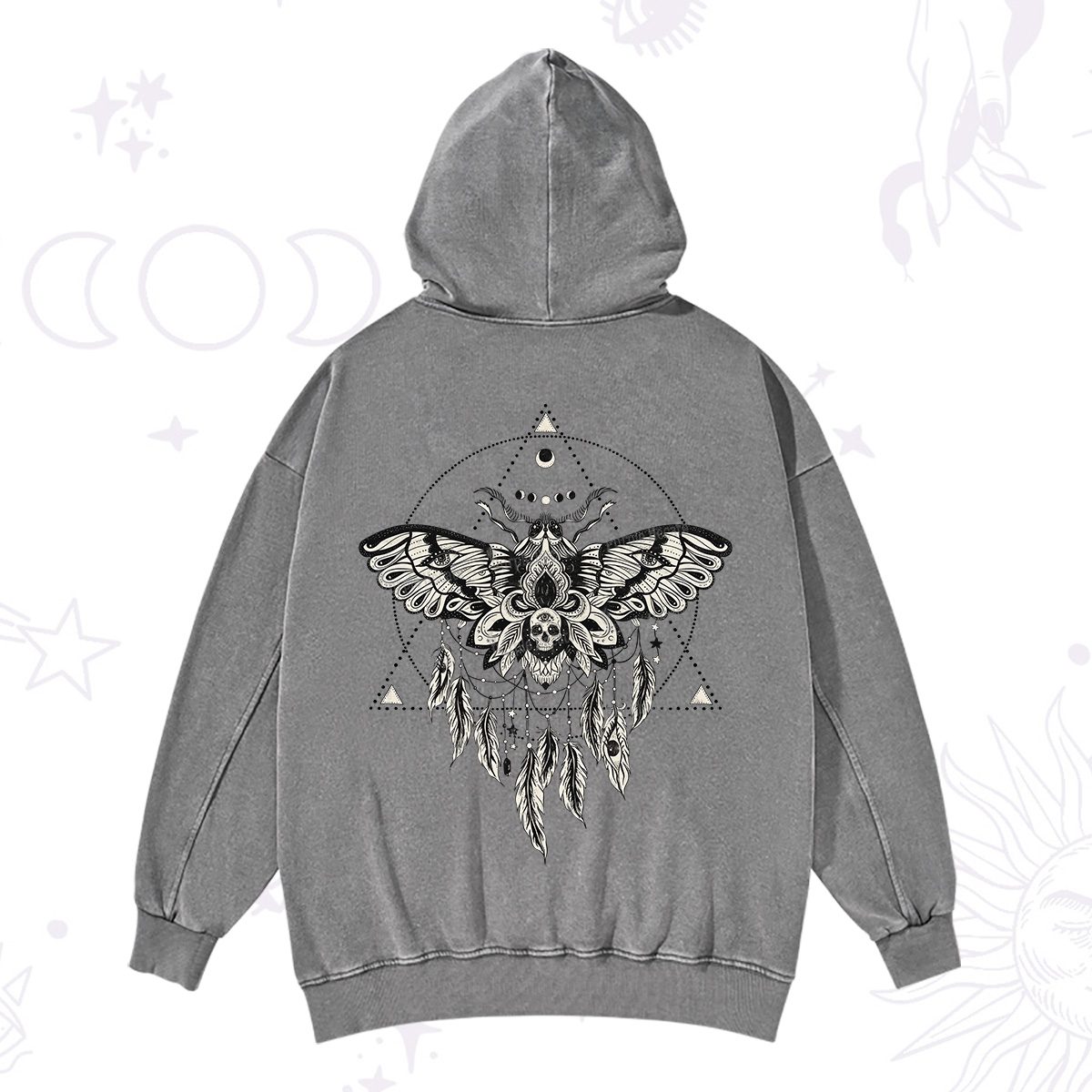 Purplehecate Mystical Luna Moth Washed Hoodie