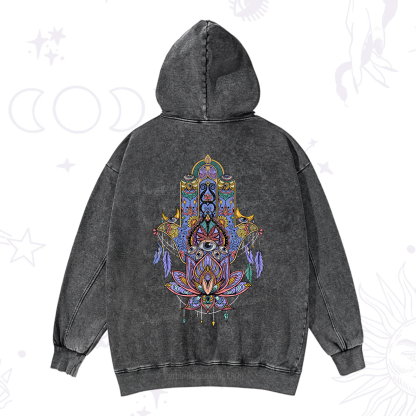 Purplehecate Hamsa Evil Eye Washed Hoodie