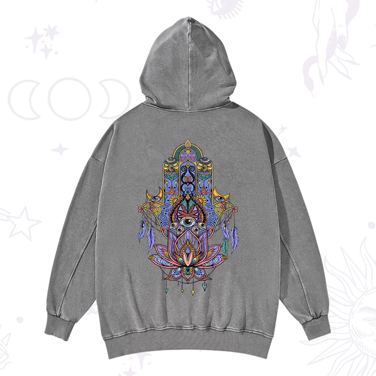 Purplehecate Hamsa Evil Eye Washed Hoodie