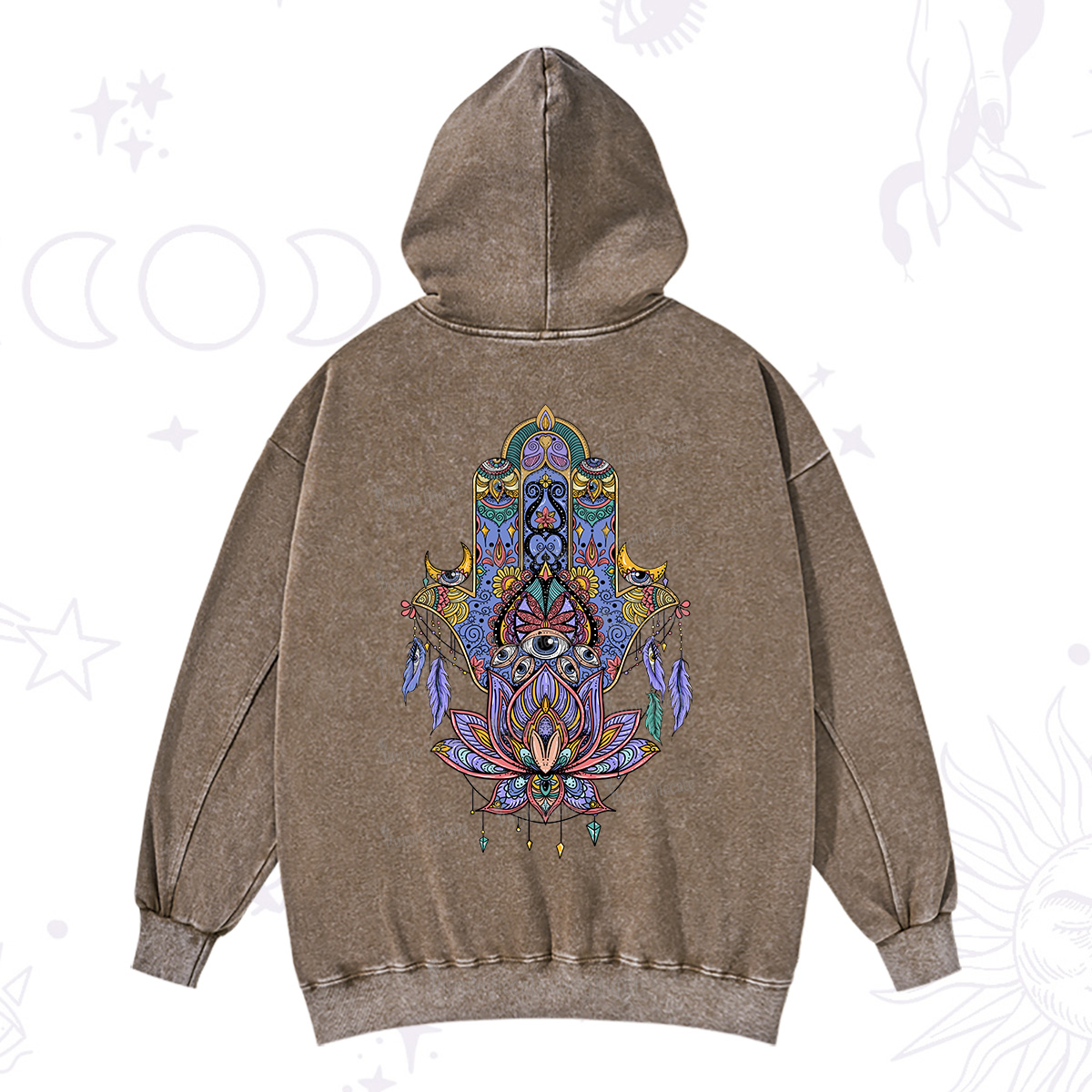Purplehecate Hamsa Evil Eye Washed Hoodie