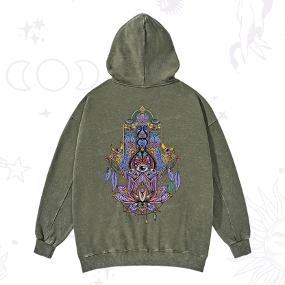 Purplehecate Hamsa Evil Eye Washed Hoodie