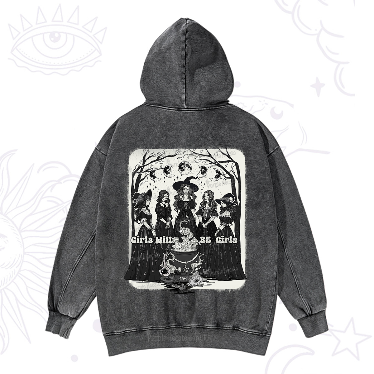 Purplehecate Girls Will Be Girls Washed Hoodie