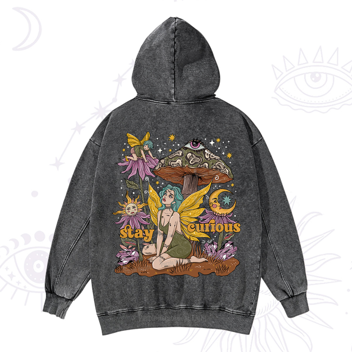 Purplehecate Stay Curious Washed Hoodie