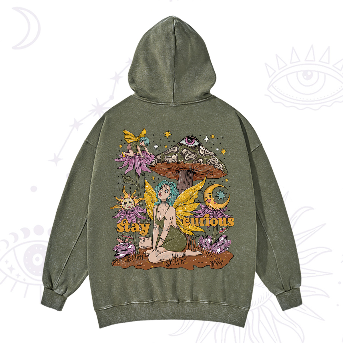Purplehecate Stay Curious Washed Hoodie