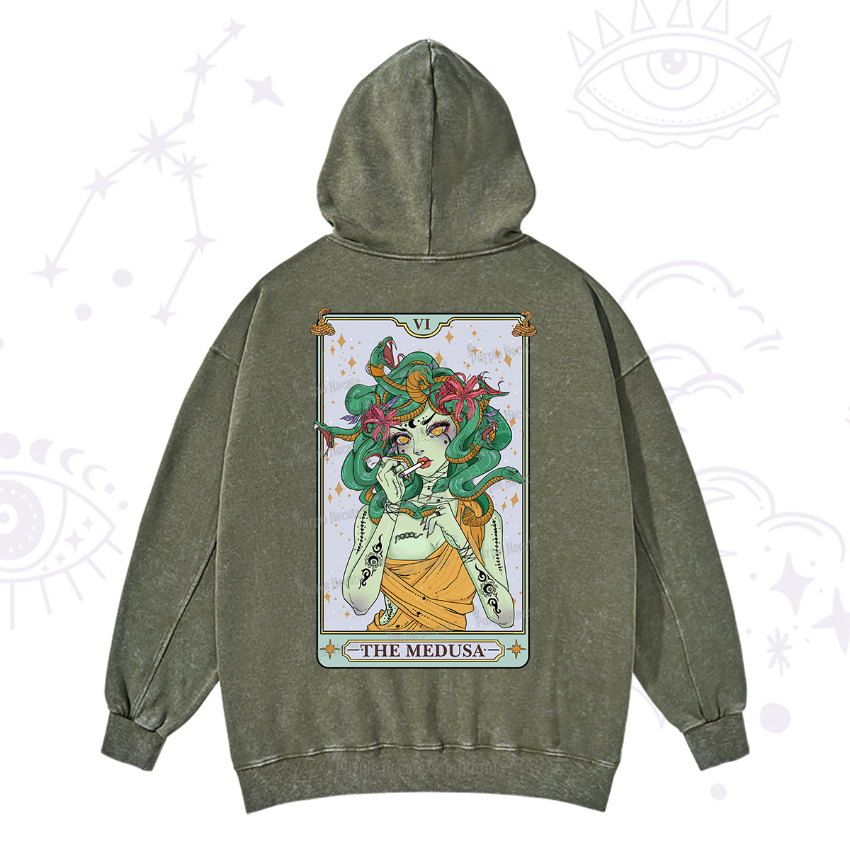 Purplehecate The Medusa Tarot Washed Hoodie