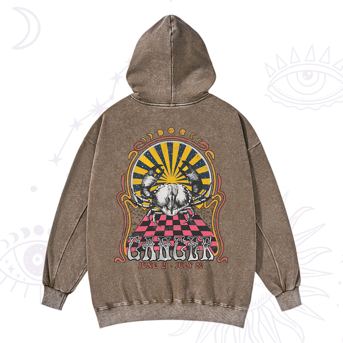 Purplehecate Cancer Crew Zodiac Washed Hoodie