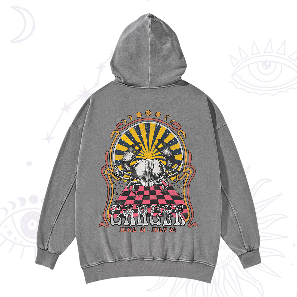 Purplehecate Cancer Crew Zodiac Washed Hoodie