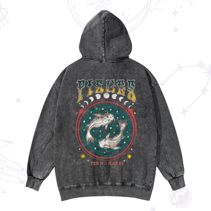 Purplehecate Pisces Crew Zodiac Washed Hoodie