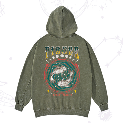 Purplehecate Pisces Crew Zodiac Washed Hoodie
