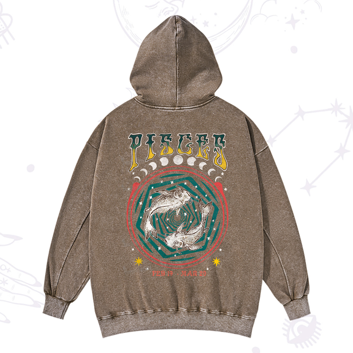 Purplehecate Pisces Crew Zodiac Washed Hoodie
