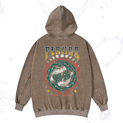Purplehecate Pisces Crew Zodiac Washed Hoodie