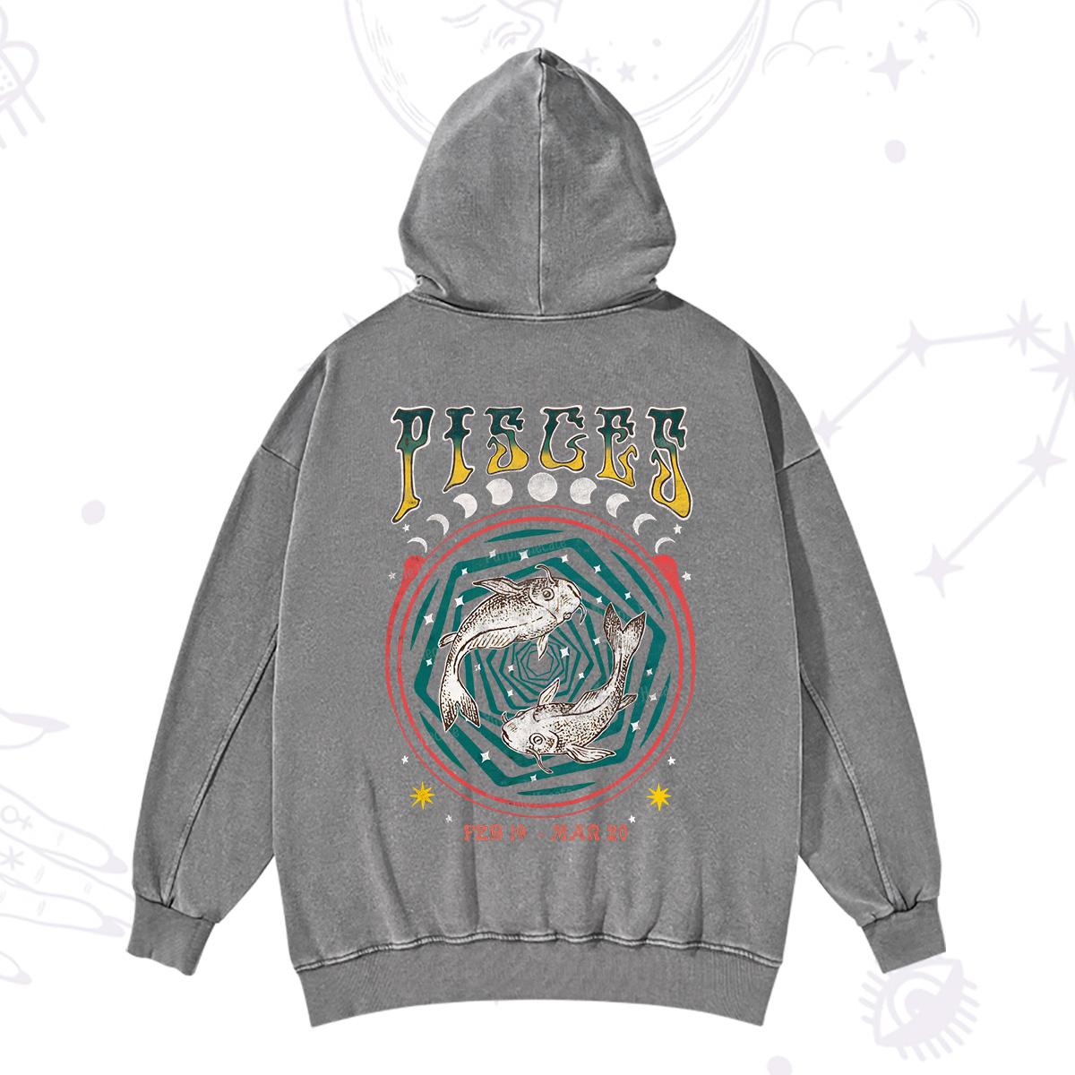 Purplehecate Pisces Crew Zodiac Washed Hoodie