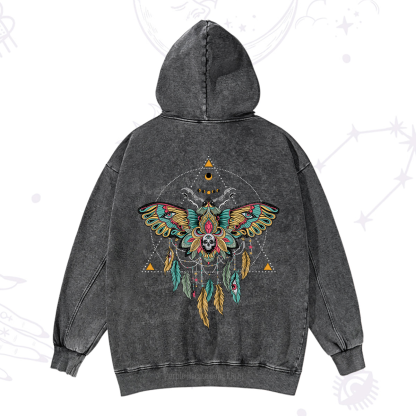 Purplehecate Dreamcatcher Moth Wings Washed Hoodie