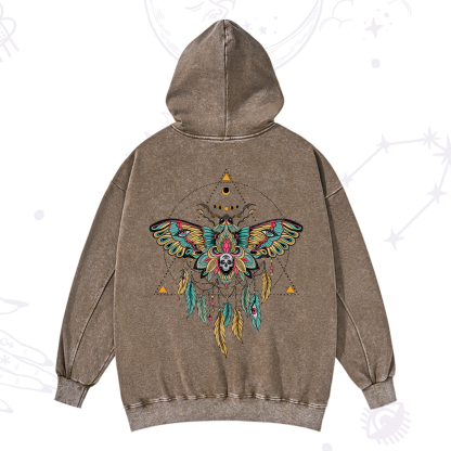 Purplehecate Dreamcatcher Moth Wings Washed Hoodie