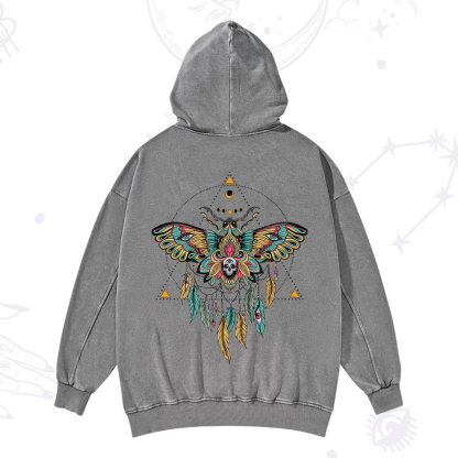 Purplehecate Dreamcatcher Moth Wings Washed Hoodie