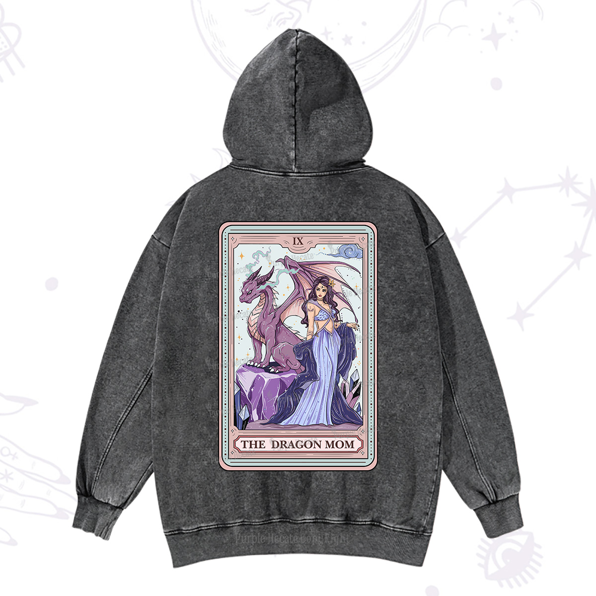 Purplehecate The Dragon Mom Tarot Washed Hoodie