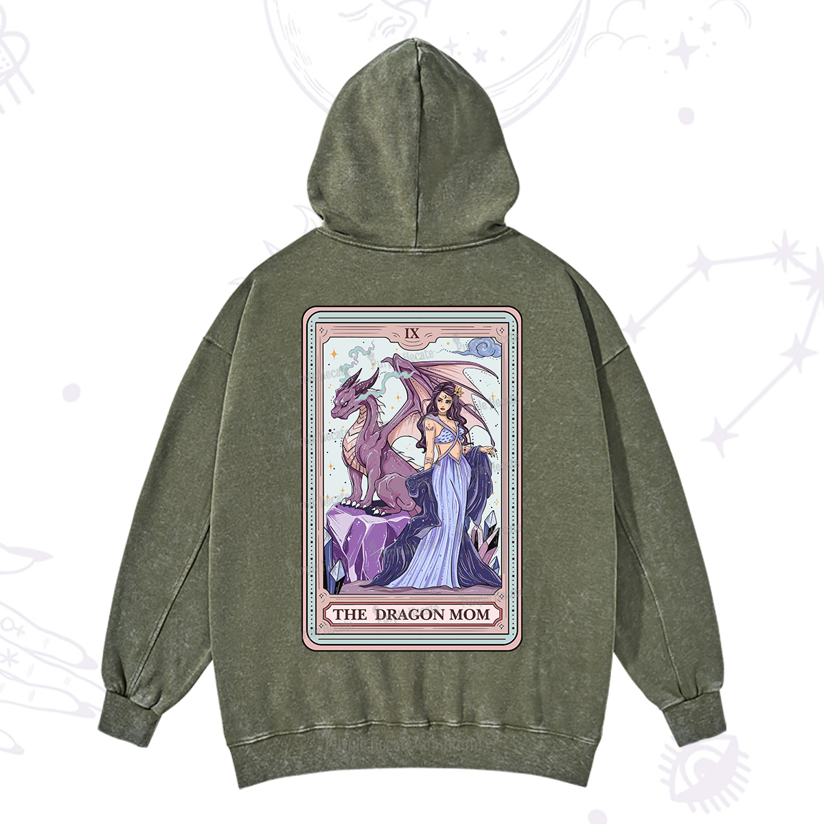 Purplehecate The Dragon Mom Tarot Washed Hoodie