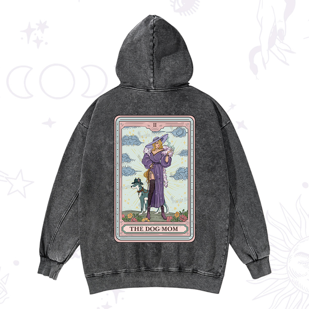 Purplehecate The Dog Mom Tarot Washed Hoodie