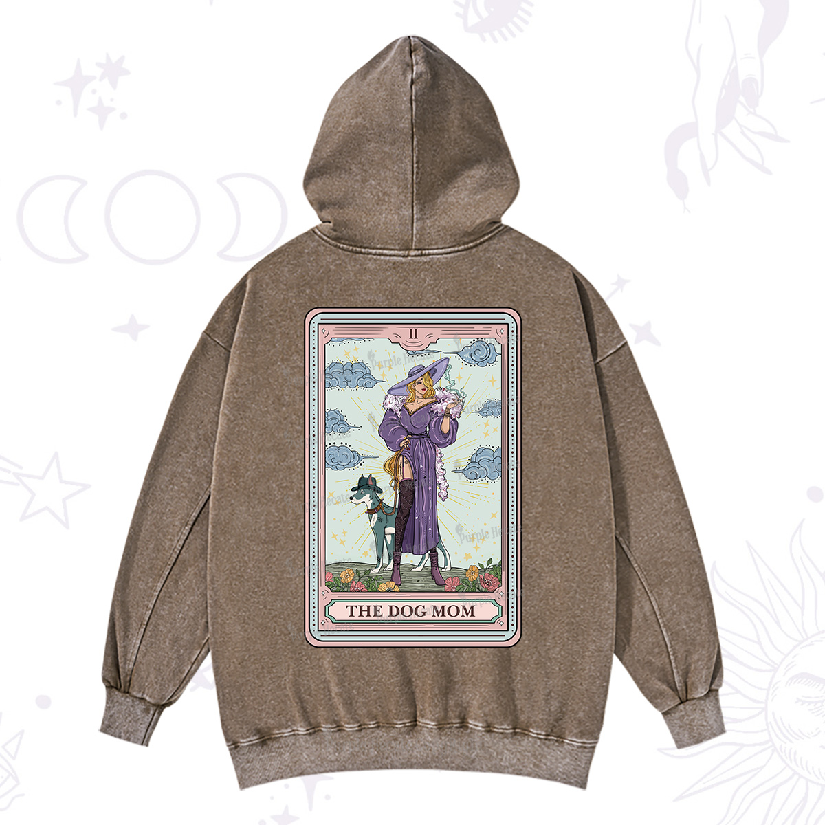 Purplehecate The Dog Mom Tarot Washed Hoodie