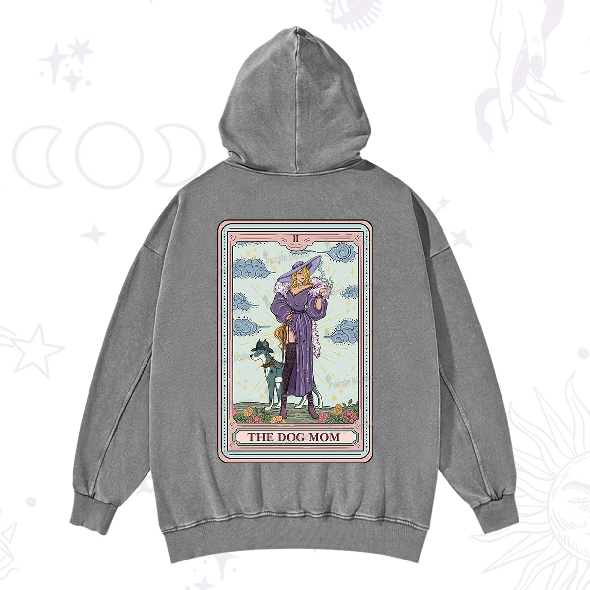 Purplehecate The Dog Mom Tarot Washed Hoodie