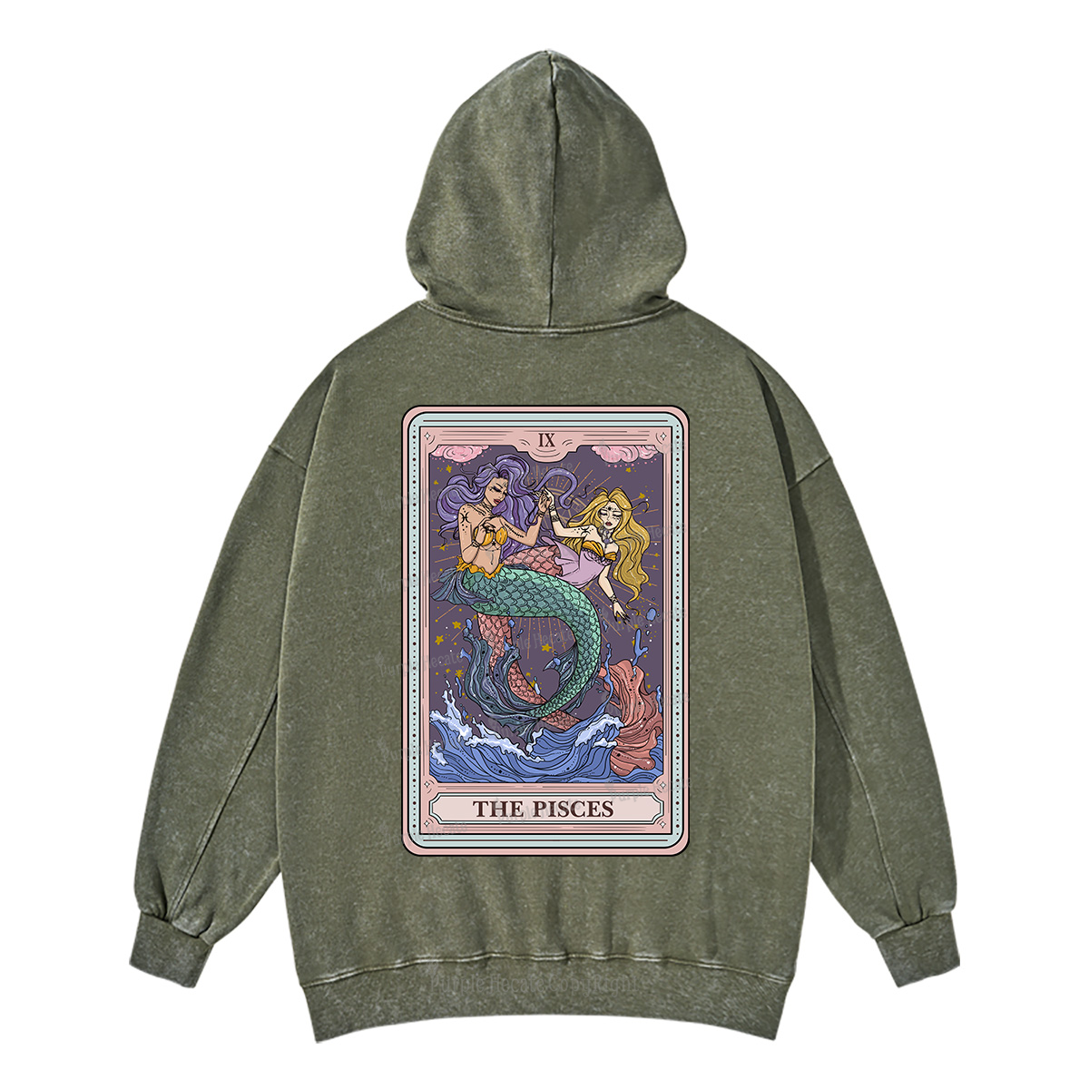 Purplehecate The Pisces Tarot Washed Hoodie