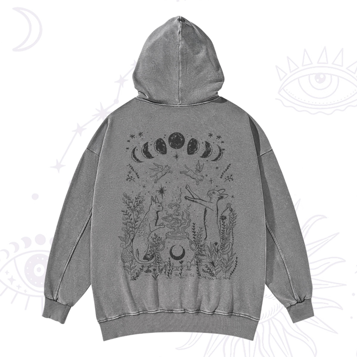 Purplehecate Celestial Cat Washed Hoodie