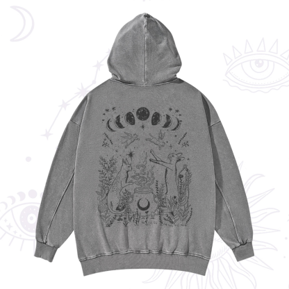Purplehecate Celestial Cat Washed Hoodie