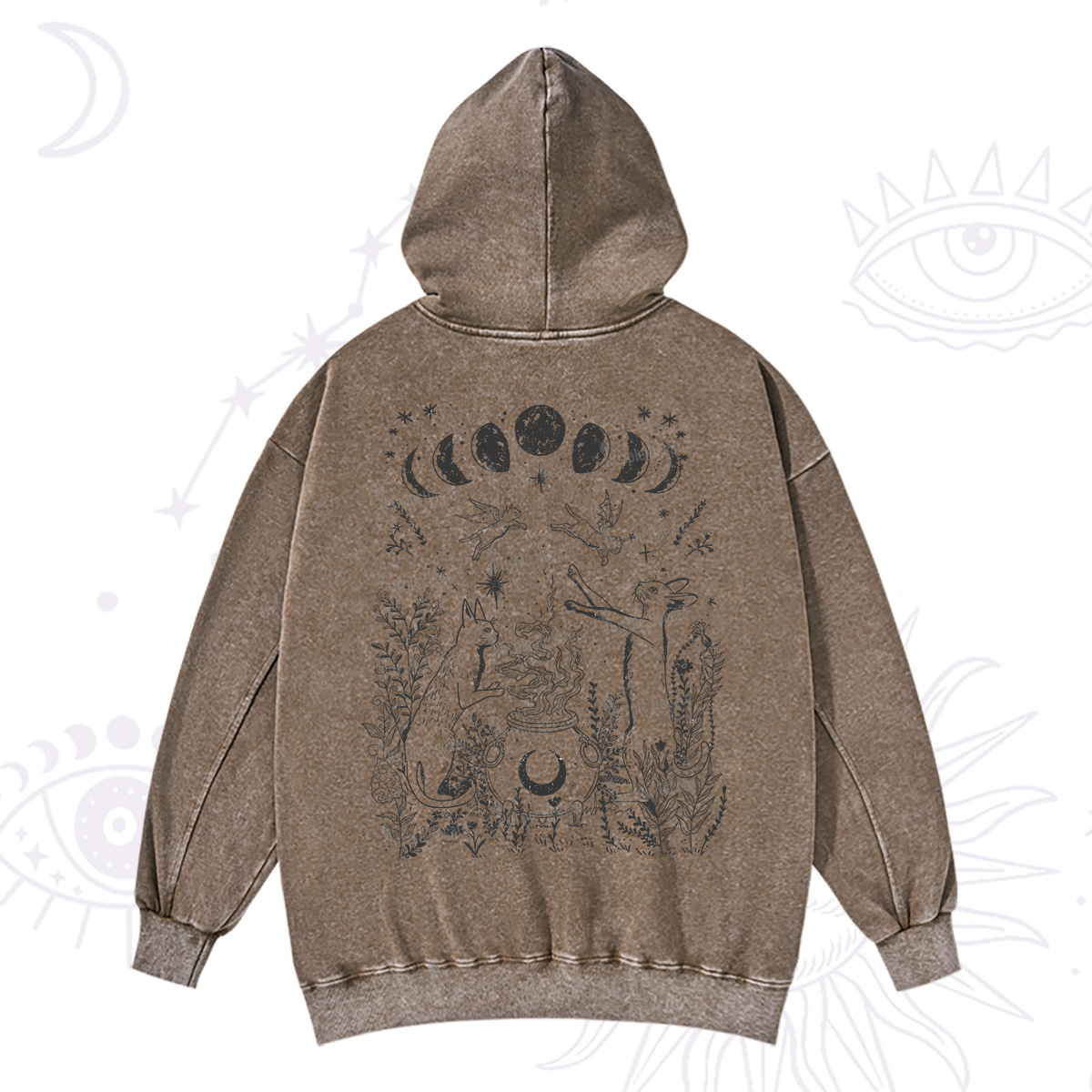 Purplehecate Celestial Cat Washed Hoodie