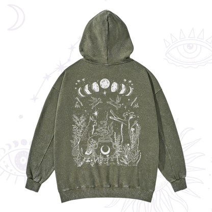 Purplehecate Celestial Cat Washed Hoodie