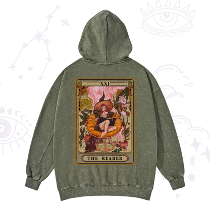 Purplehecate The Reader Tarot Card Washed Hoodie