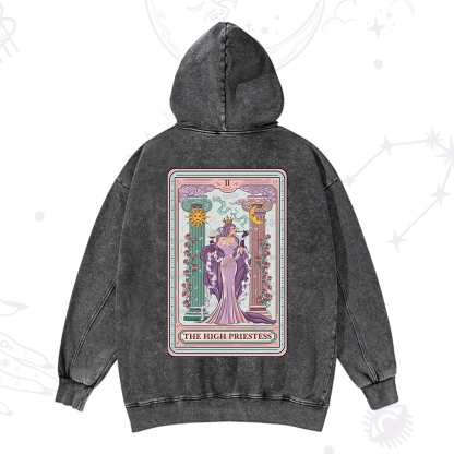 Purplehecate The High Priestess Tarot Card Washed Hoodie