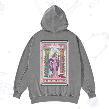 Purplehecate The High Priestess Tarot Card Washed Hoodie