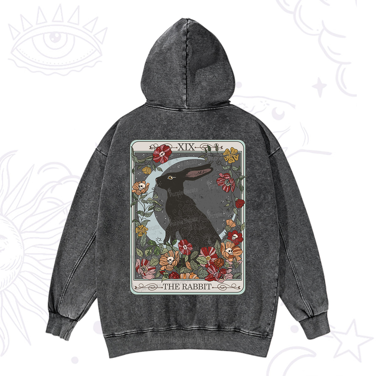 Purplehecate The Rabbitan Tarot Washed Hoodie