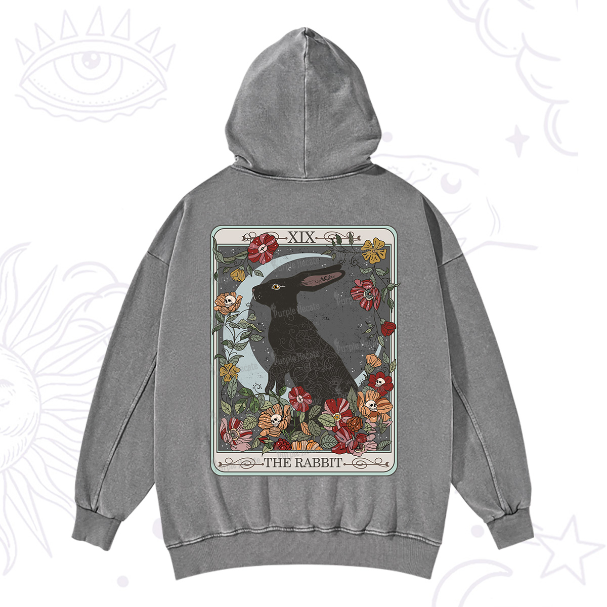Purplehecate The Rabbitan Tarot Washed Hoodie