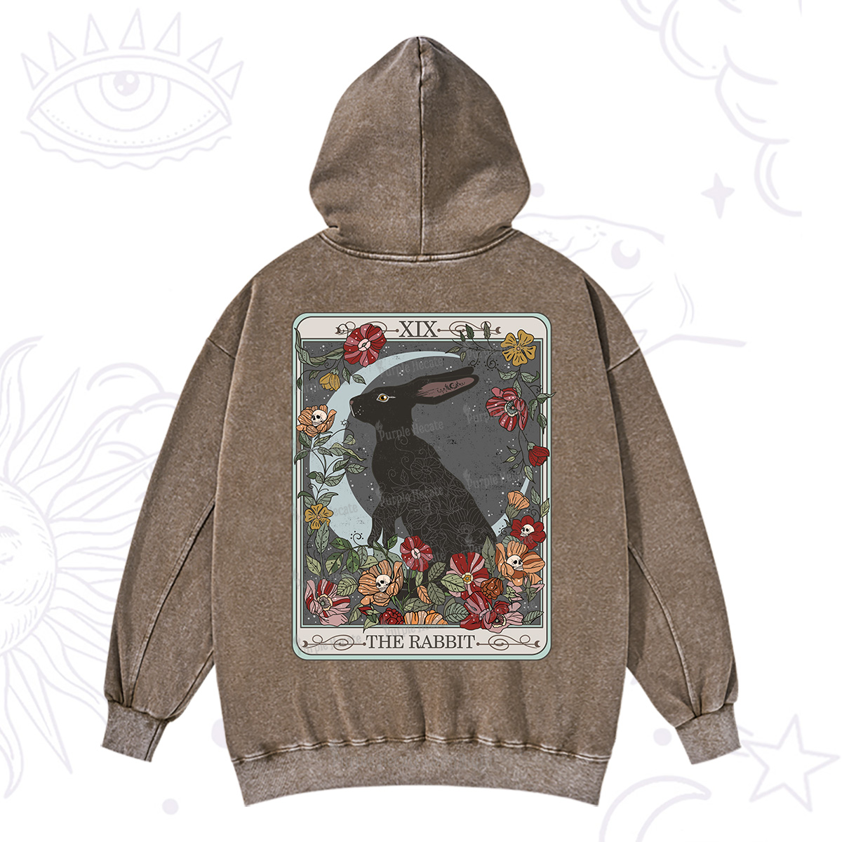 Purplehecate The Rabbitan Tarot Washed Hoodie