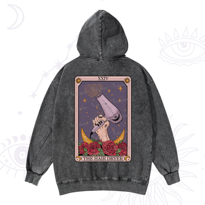 Purplehecate The Hair Dryer Tarot Washed Hoodie