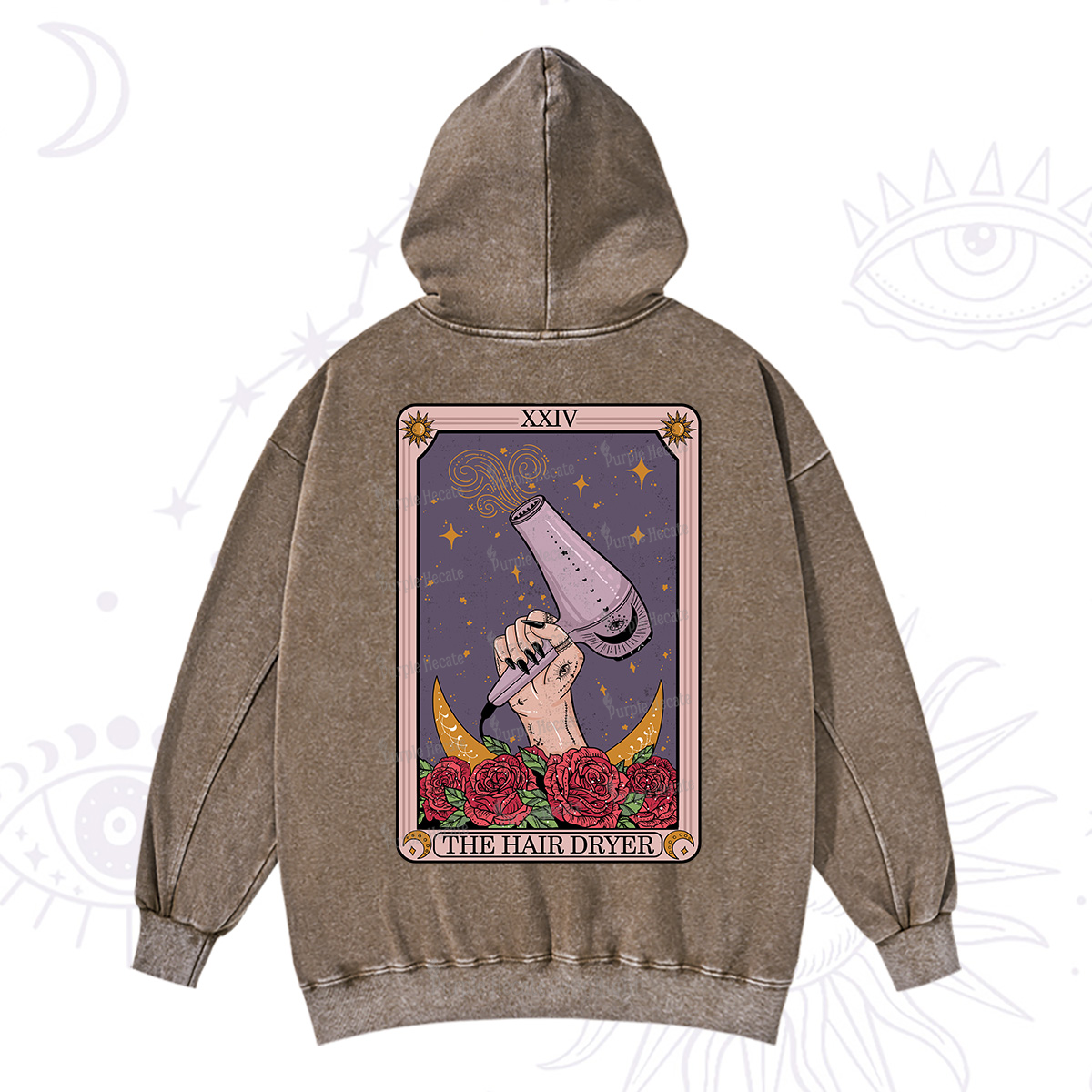 Purplehecate The Hair Dryer Tarot Washed Hoodie