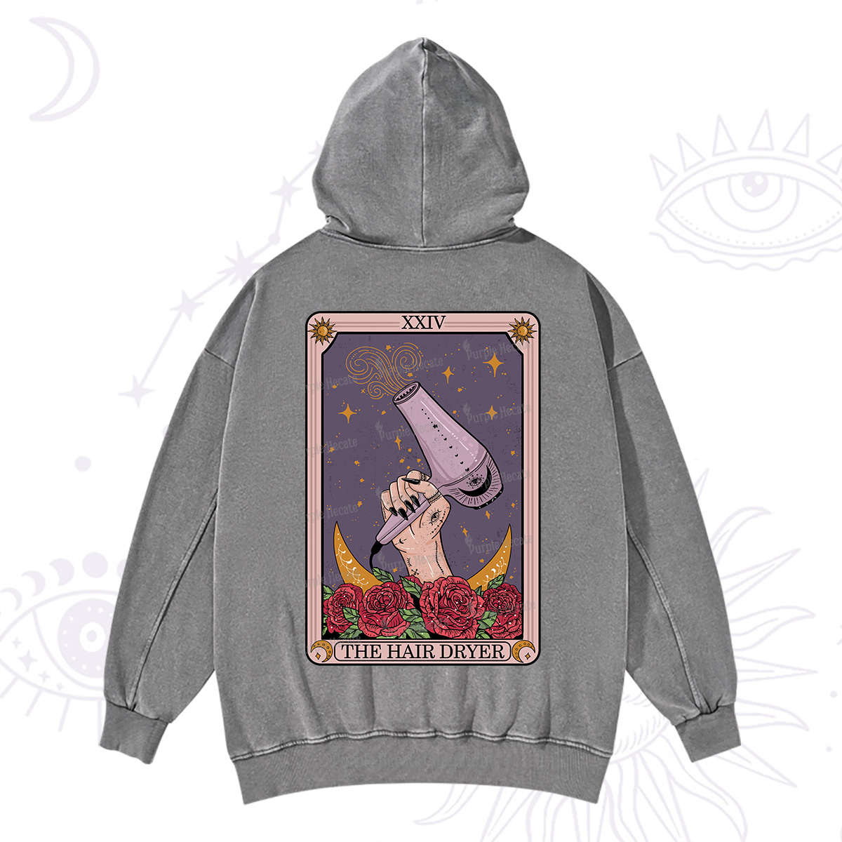 Purplehecate The Hair Dryer Tarot Washed Hoodie