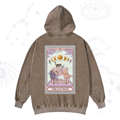 Purplehecate The Cat Mom Tarot Washed Hoodie