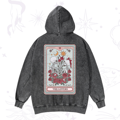 Purplehecate The Lovers Skeleton Tarot Washed Hoodie