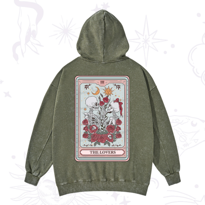Purplehecate The Lovers Skeleton Tarot Washed Hoodie