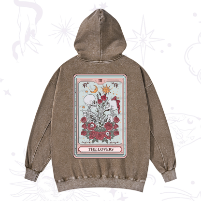 Purplehecate The Lovers Skeleton Tarot Washed Hoodie