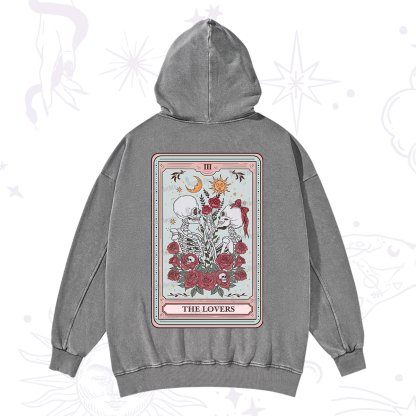 Purplehecate The Lovers Skeleton Tarot Washed Hoodie