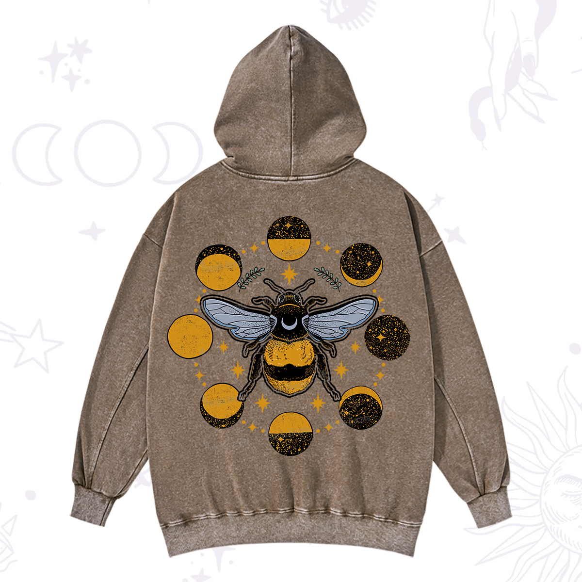 Purplehecate Phases of the Moon Bee Washed Hoodie