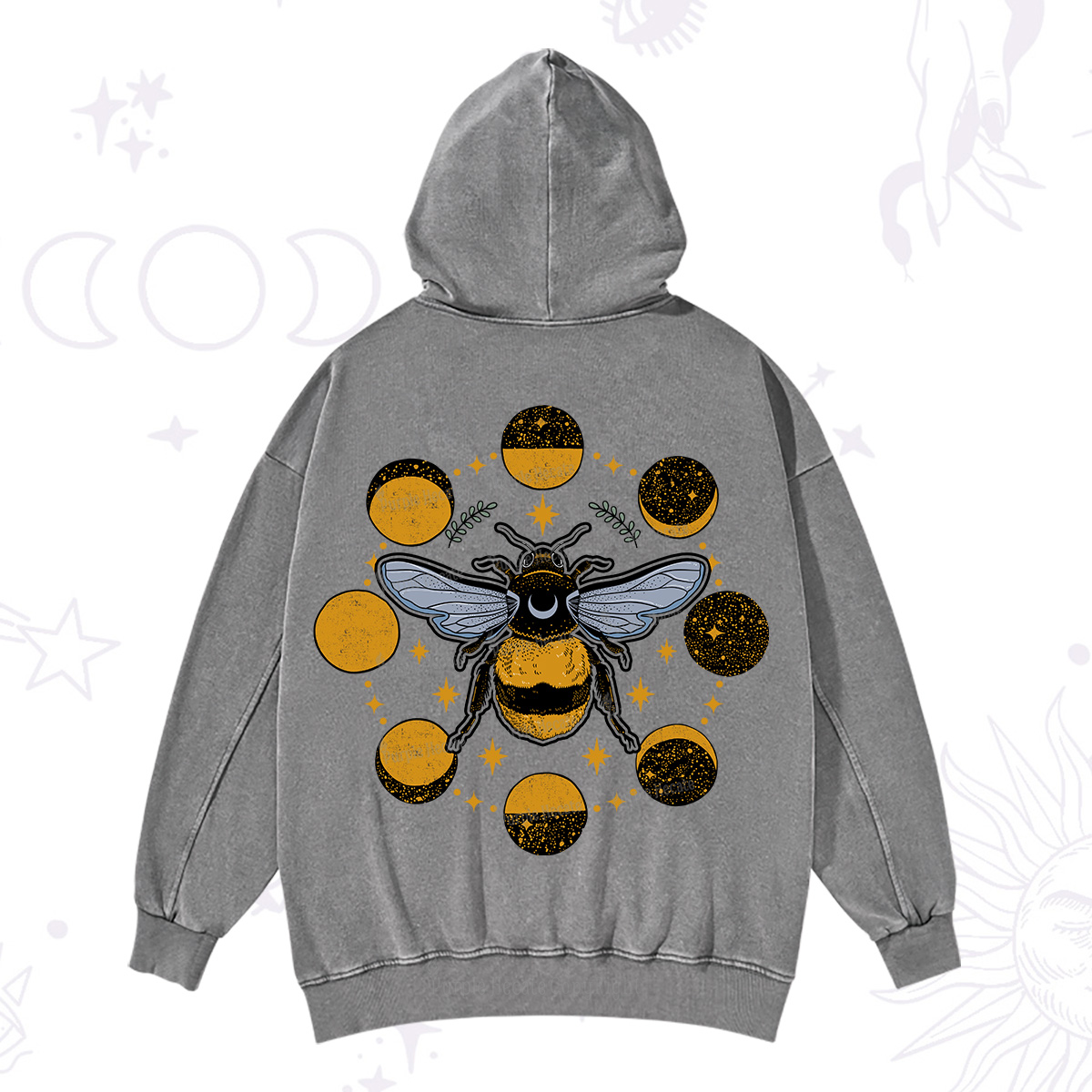 Purplehecate Phases of the Moon Bee Washed Hoodie