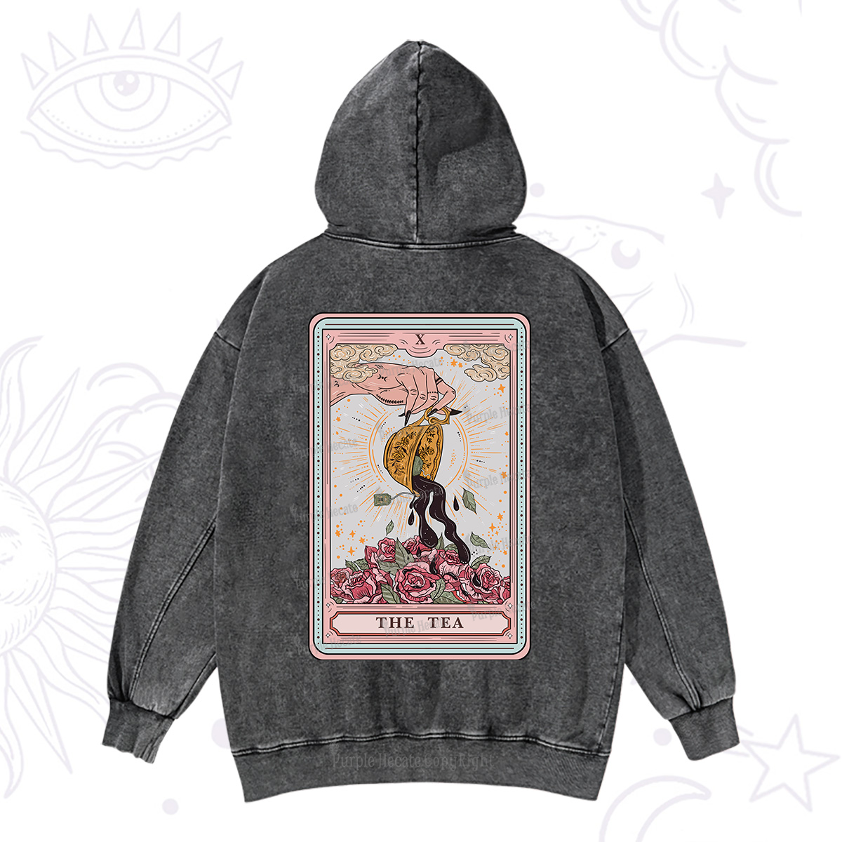 Purplehecate The Tea Food Tarot Card Washed Hoodie