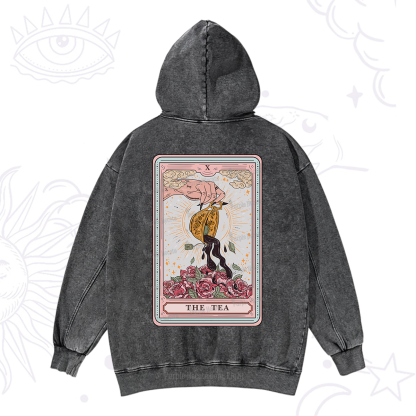 Purplehecate The Tea Food Tarot Card Washed Hoodie