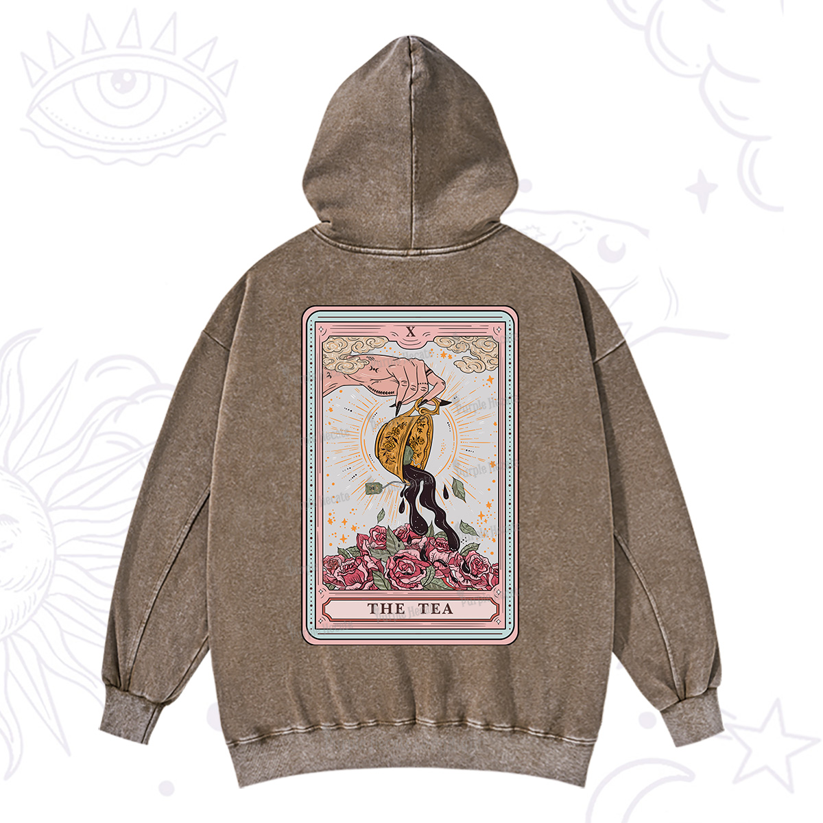 Purplehecate The Tea Food Tarot Card Washed Hoodie