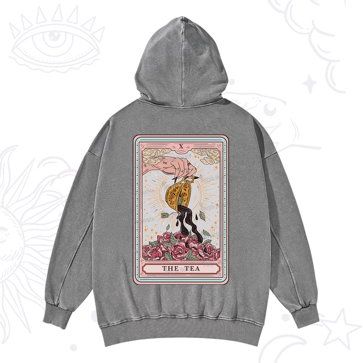 Purplehecate The Tea Food Tarot Card Washed Hoodie