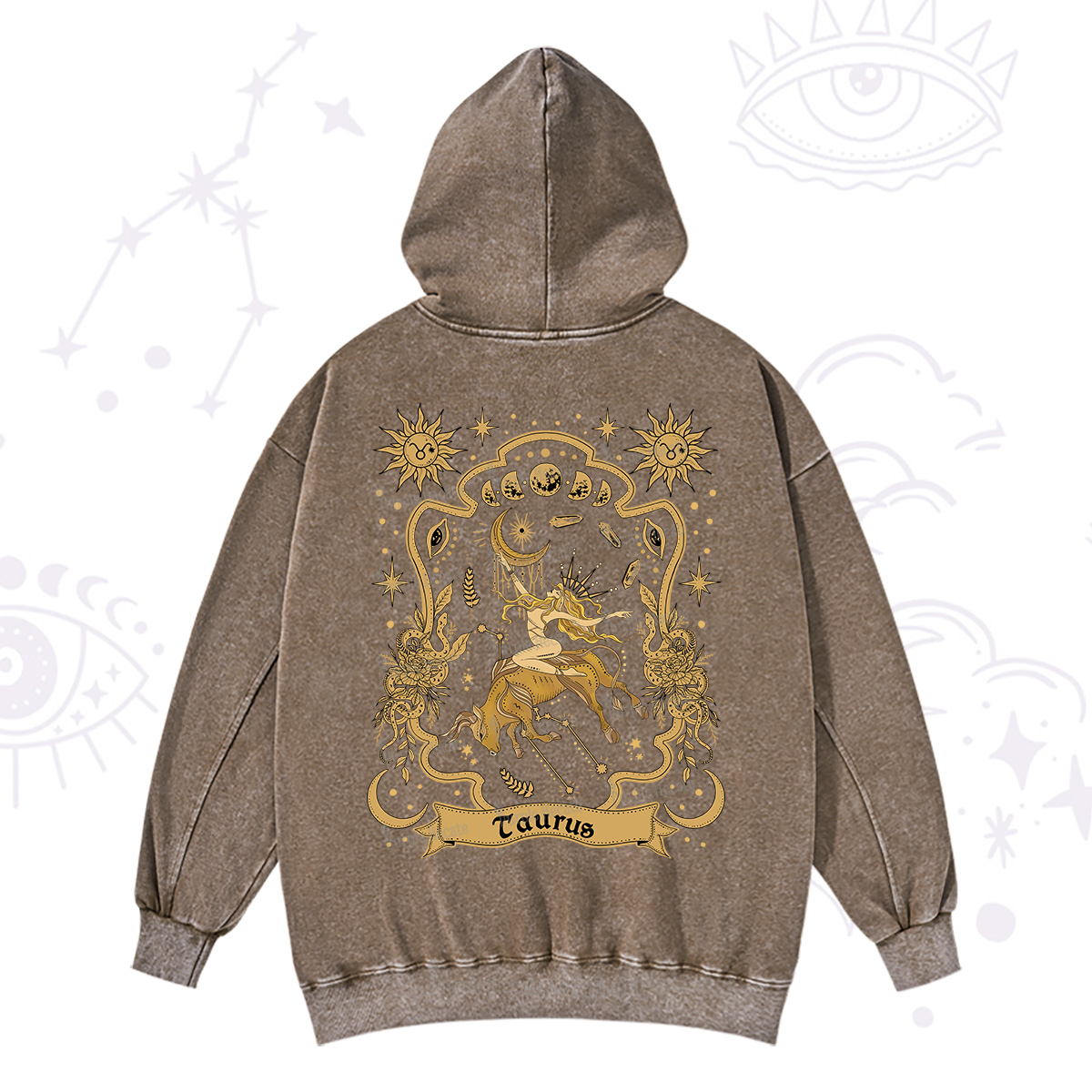 Purplehecate Taurus' Astral Mirage Zodiac Washed Hoodie